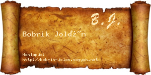Bobrik Jolán névjegykártya